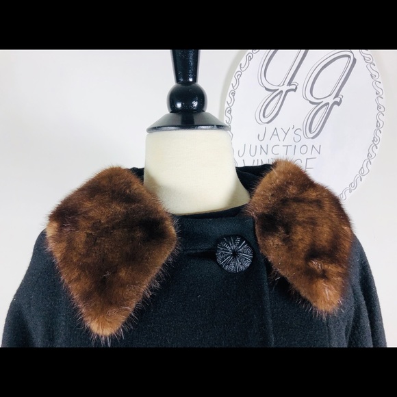 VTG 50's Mink Collar Wool Swing Coat - Picture 4 of 11